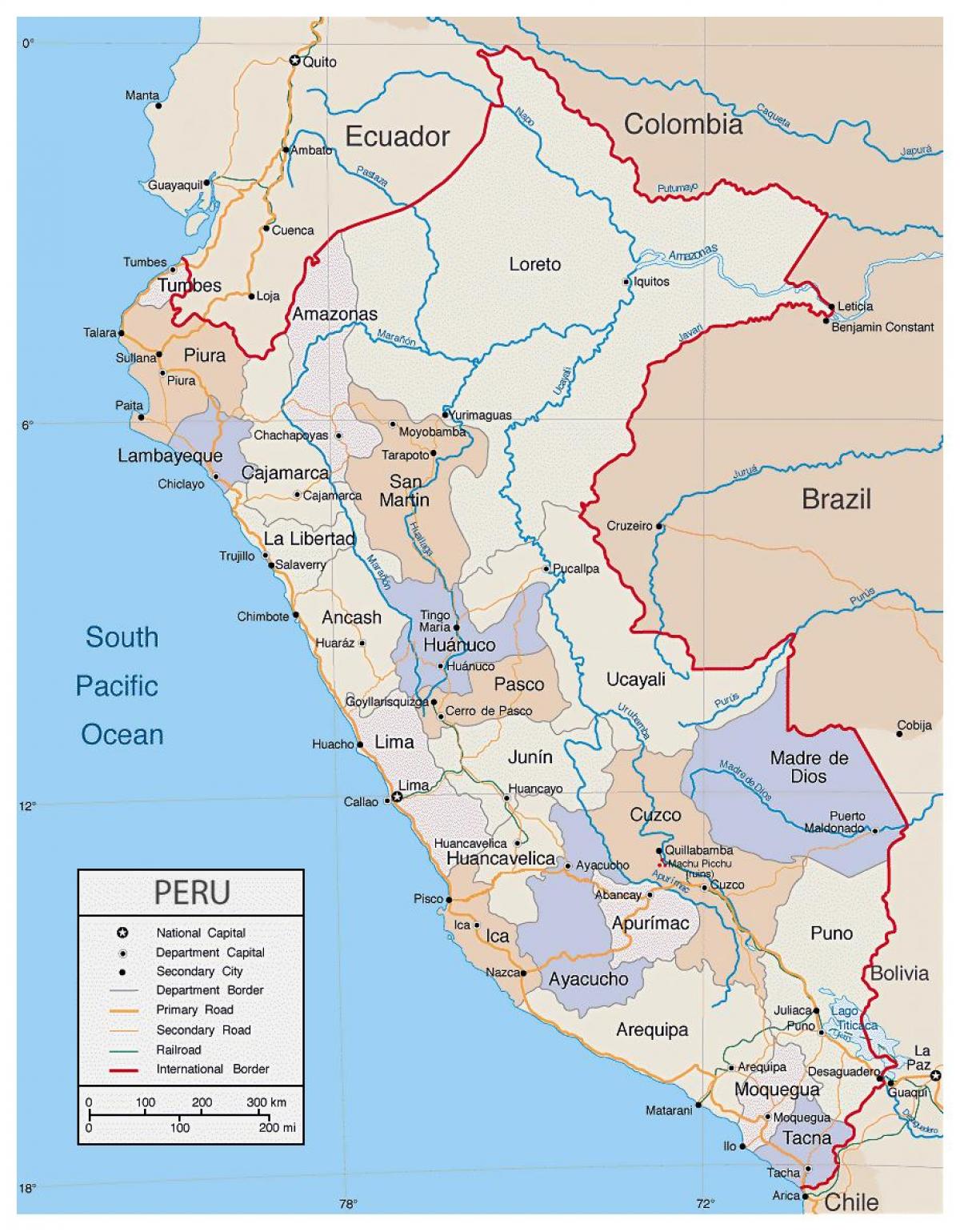 карта подробна карта на Перу