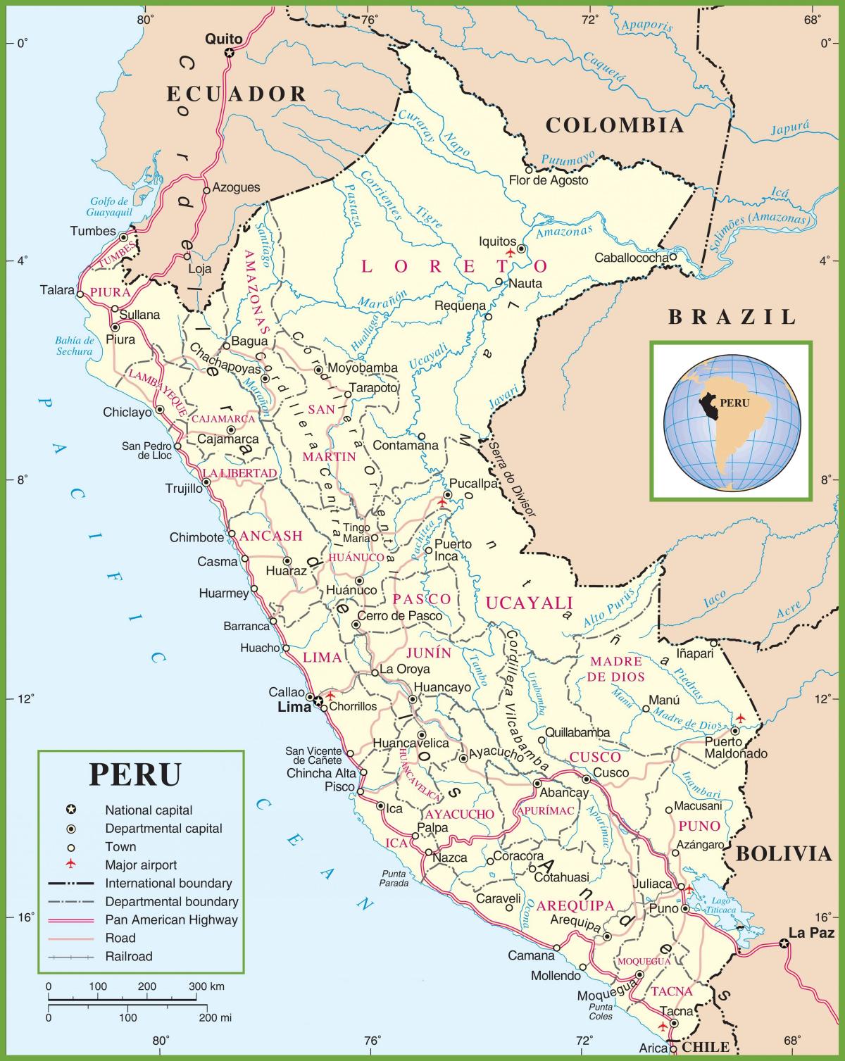 карта на политическата карта на Перу