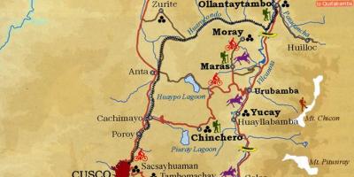 Карта на свещената долина на Куско, Перу